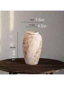 Jingdezhen New Chinese Style Wabi-Sabi Ceramic Vase For Flower/Dried Flower Decor, Distressed Antique Rough Pottery Vase For Entryway, Living Room, Bedroom, TV Cabinet - Multicolor - View 16