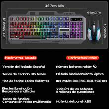 TF600 RGB Mechanical Gaming Keyboard And Mouse USB Kit Spanish - View 7