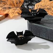 2pcs Fashion Elegant Halloween Bat Hair Claw, Cute Acetate Hair Clips For All Seasons - Black - View 3