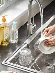 1/2pcs Kitchen Sink Metal Drain Rack, Triangle Sink Multi-Function Cloth Sponge Drain Storage Rack - Dish Drying Rack - View 4