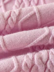 2pcs/Set Baby Girl Sweet 3D Cable & Diamond Pattern Round Neck Ruffle Long Sleeve Knit Sweater And Knit Pants, Elegant Casual Outfit For Daily Wear, School, Spring/Autumn/Winter - Mauve Purple - View 11