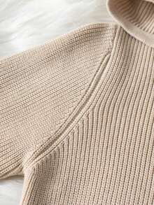 Baby Boy Cute Solid Color Pom Pom Hooded Cardigan Sweater, Long Sleeve Knit, Suitable For Casual Daily Wear In Spring, Autumn And Winter - Brown - View 9