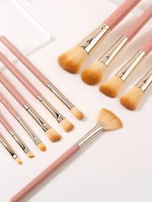 13Pcs Soft Makeup Brush Set, Including Powder Brush, Blush Brush, Highlighter Brush, Eyeshadow Brush, Eyeliner Brush, Makeup Puff, For Powder & Liquid Foundation Application, Professional Beauty Makeup Tools, Complete Makeup Kit, Makeup Gift Set - Coral Pink - View 5