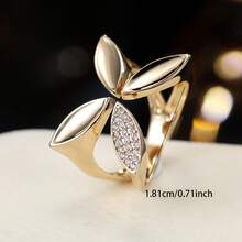 1pc Pastoral Style Flower Design Open Adjustable Cubic Zirconia Women's Ring - Multicolor - View 7