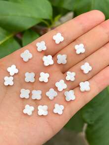 20pcs Natural Freshwater Shell Four-Leaf Clover White Flat Beads 6/8mm, Suitable For DIY Earring, Jewelry Making Accessories - White - View 8