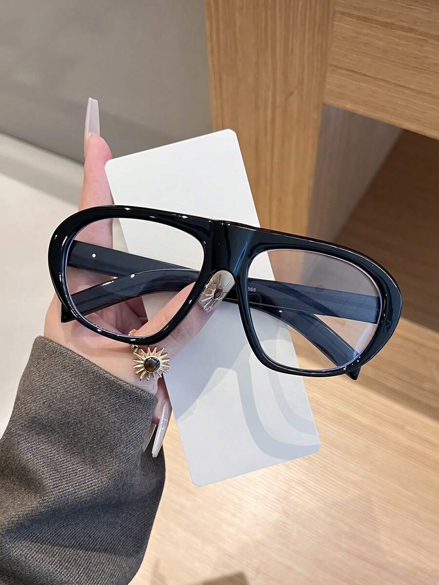 1PC Men's Casual Large Frame Black Fashion Non-Prescription Glasses Suitable For Daily Wear, Decoration And Street Photography - Multicolor - View 1
