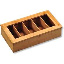 Brown Tea Storage Box, Dimensions 36 X 20 X 9 Cm, Structured Storage Case, Practical Kitchen Fitting For Sorting And Storing Tea‑Related Supplies. - Brown - View 5