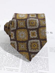 Men Micro‑Geometric Pattern Necktie, Elegant Woven Neckwear, Gentleman Suit Decor For Banquet & Daily Outfit - Multicolor - View 9