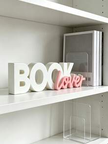 Book Decor, Modern Minimalist Bookshelf Accessory, Plastic Letter Sculpture Decoration, Suitable For Home Office Desk, Cute Gift For Book Lovers, Suitable For Bookworms, Librarians And Teachers (Black/Pink/Red), Enhances Home Aesthetics - Multiple Styles - View 6