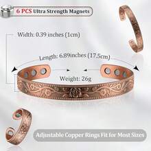 BioMag Copper Magnetic Bracelet Set For Women Men, Pure Copper Jewelry Gift - Rose Gold - View 3