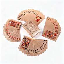 A Set Of Rose-Colored Waterproof Plastic Playing Cards, Gold Foil Playing Cards, Suitable For Party Games (Gold/Silver/Black/Pink), Game Gift Playing Cards, Playing Cards, Card Games, Playing Cards, Cards, Games, Dealer, Gold, Poker Night, Playing Cards, Card Games, Playing Cards - Multicolor - View 6