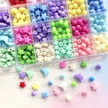 400Pcs Star & Round Acrylic Beads Set, Multicolor DIY Jewelry Making Beads With Storage Box For Bracelet Necklace Craft - A - View 3