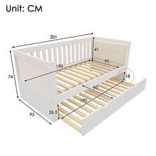 Sofa Bed Frame Made Of Wood On Wheels Space Saving White 90 X 190 Cm For Bedroom And Living Room (Mattress Not Included) - White - View 7