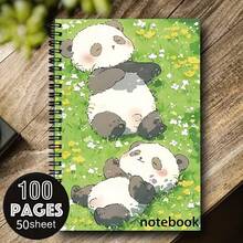 1pc Cute Panda Theme Notebook, A5 Spiral Notebook With Adorable Panda Pattern Design, Soft Cover, Durable Paper, Suitable For School, Office, Diary, Recording | Perfect Gift For Students And Professionals, Design Daily Planner, Record Classroom Notes, Office Memo, Portable Writing Notebook, Suitable For Professionals, Students And Office Use - Perfect Gift Choice, Artistic Cover Design, Learning Formula, Record Journal - 1 Pack (50 Sheets, 100 Pages) - View 5