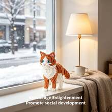 Cute Brown Cat, 2000+ Beads, Halloween Gift, Creative Room Decor, Desktop Ornament, Birthday Gift, Christmas Gift, Best Friend Gift, Couple Gift, New Year Gift, Suitable For Everyone - Multi-color/ys1939/Cute Brown Kitten - View 7