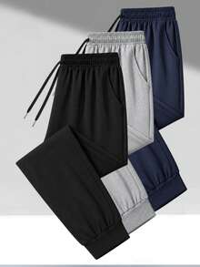 Men's Four-Season Casual Trousers With Drawstring At Waist And Side Pockets Are Suitable For Outdoor Sports And Daily Wear. - Black - View 10
