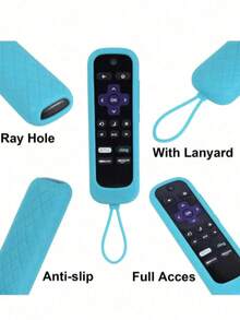 1pc Glow-In-The-Dark Silicone Universal Remote Control Protective Case With Strap, Compatible With Roku280 Remote Replacement Cover, Easily Find Your Remote In The Dark - View 10