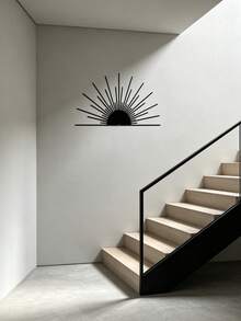 1PC Hollow Line Metal Rising Sun Wall Decor Minimalist Style Half Sunrise Celestial Theme Perfect For Easter, Christmas, Thanksgiving; Housewarming Party, New Home Ceremony, Family Gathering; Balcony, Living Room, Homestay, Apartment; Spring, Summer - 2049 - View 7