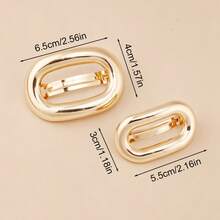 4pcs Women Hair Clips Geometric Shape Hair Clips Round Hair Clips Oval Metal French Hair Clips For Thick Hair Hair Accessories - Multicolor - View 3