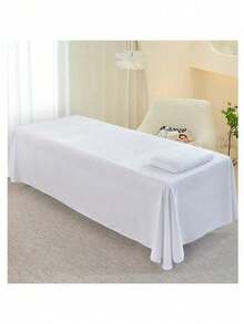 Solid Color Bed Skirt, Suitable For Beauty Salon Massage Spa Bed Sheets, Skin-Friendly Massage Bed Cover, With Hole - Multicolor - View 9