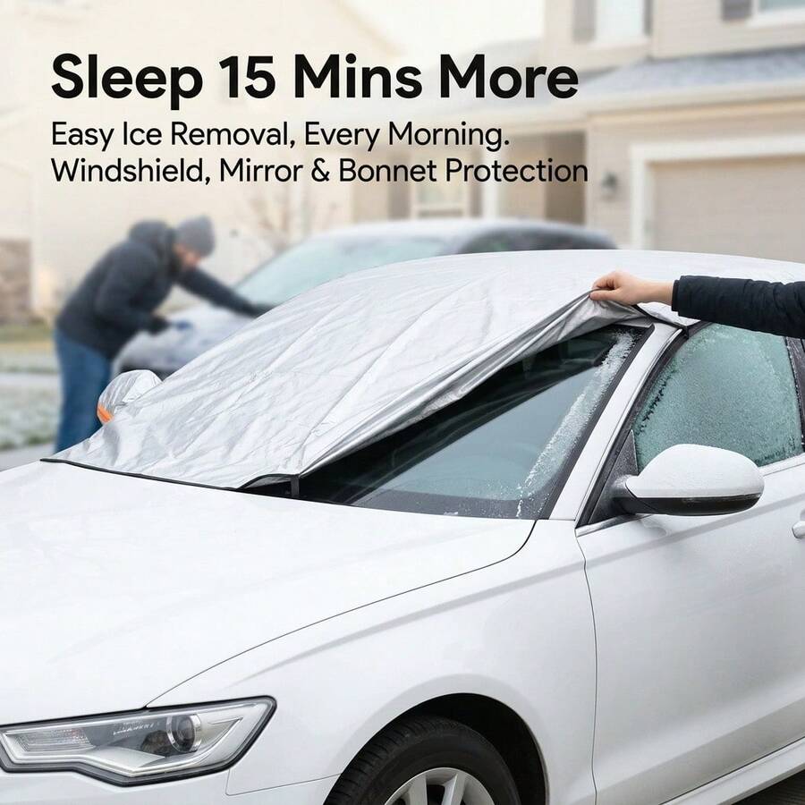 Car Windshield Snow Cover, 4-Layer Heavy Duty All Weather Winter Protector For Ice Frost Snow Sun, Waterproof Windproof Car Cover With Mirror Covers & Reflective Strips, Universal Fit For Most Cars And SUVs, No More Scraping - Multicolor - View 1