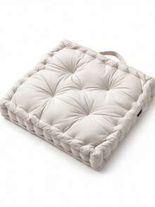 1pc Oversized Thick Modern Solid Color Velvet Meditation Cushion, Suitable For Sitting, Balcony, Resting, Comfortable With Good Elasticity - Beige - View 7