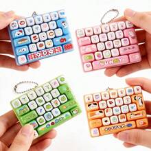 1pc 26‑Key Mini Fidget Keyboard Keychain Toy,Clickable Cartoon Pattern Pendant,Portable Bag Charm,Collectible Small Toy,Holiday Party Gift For Teens & Adults - Multicolor - View 7