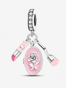 1pc Pink Delicate Beaded Pendant, Suitable For Women Bracelet DIY Jewelry - Silver - View 14