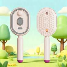 Portable Nano Mist Electric Massage Comb, One-Click Retractable Teeth For Easy Hair Removal, Soft Air Cushion Round Tooth Scalp Massager, USB Rechargeable Hydrating Detangling Styling Comb, Suitable For Home And Travel, Available In Pink - - A - View 11