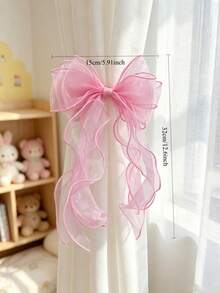 1PC/2PCS Pink Lace Bow Curtain Tiebacks – 3-Layer Design For Kids Nursery Window Decor,Baby Room Decor,Room Decor For Girl - Multicolor - View 4