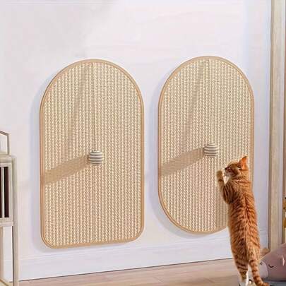 1 pièce Planche à gratter murale en sisal pour chat, grande taille, tapis à gratter durable, protecteur mural anti-griffures pour meubles, avec jouet interactif de balle à taquiner pour chat, entraînement des griffes de chat d'intérieur