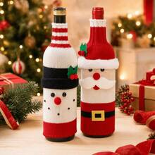 1pc Christmas Knitted Wine Bottle Cover, Santa Claus Snowman Wine Bottle Gift Packaging Decoration - View 7