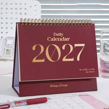 1件 2026-2027新款極簡創意桌面迷你月曆，三角底座，桌面放置穩固，加厚硬卡紙內頁，不滲墨書寫，加大雙金屬線圈，翻頁順暢不卡頓，中高中考試備忘倒數計畫表，月曆年曆，辦公室裝飾，禮物，獎品，辦公用品，學校用品 - 彩色 - 查看 21