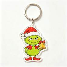 The Grinch Gantungan Kunci Akrilik Monster Hijau Natal, Liontin Dekorasi Liburan Kreatif, Gantungan Kunci Kartun - MultiWarna - View 19