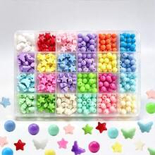 400Pcs Star & Round Acrylic Beads Set, Multicolor DIY Jewelry Making Beads With Storage Box For Bracelet Necklace Craft - A - View 5