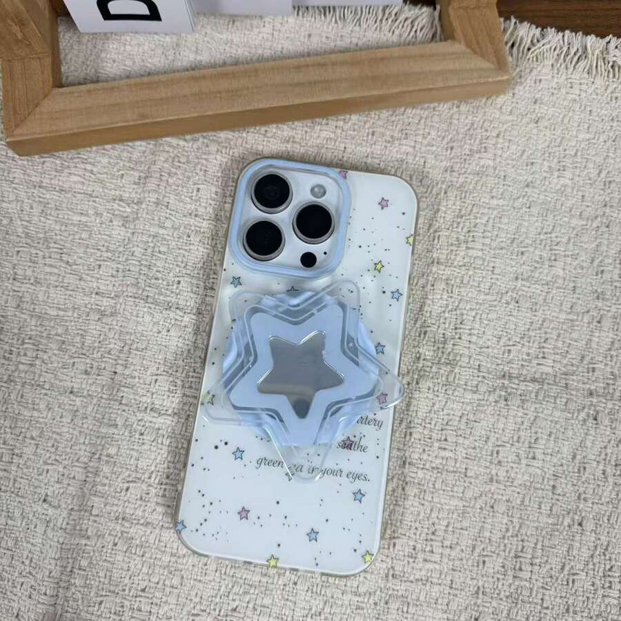 Autumn New Five-Point Star Magnetic Phone Stand With Mirror, Telescopic Desktop Phone Holder - Blue - View 1