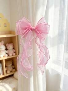 1PC/2PCS Pink Lace Bow Curtain Tiebacks – 3-Layer Design For Kids Nursery Window Decor,Baby Room Decor,Room Decor For Girl - Multicolor - View 8