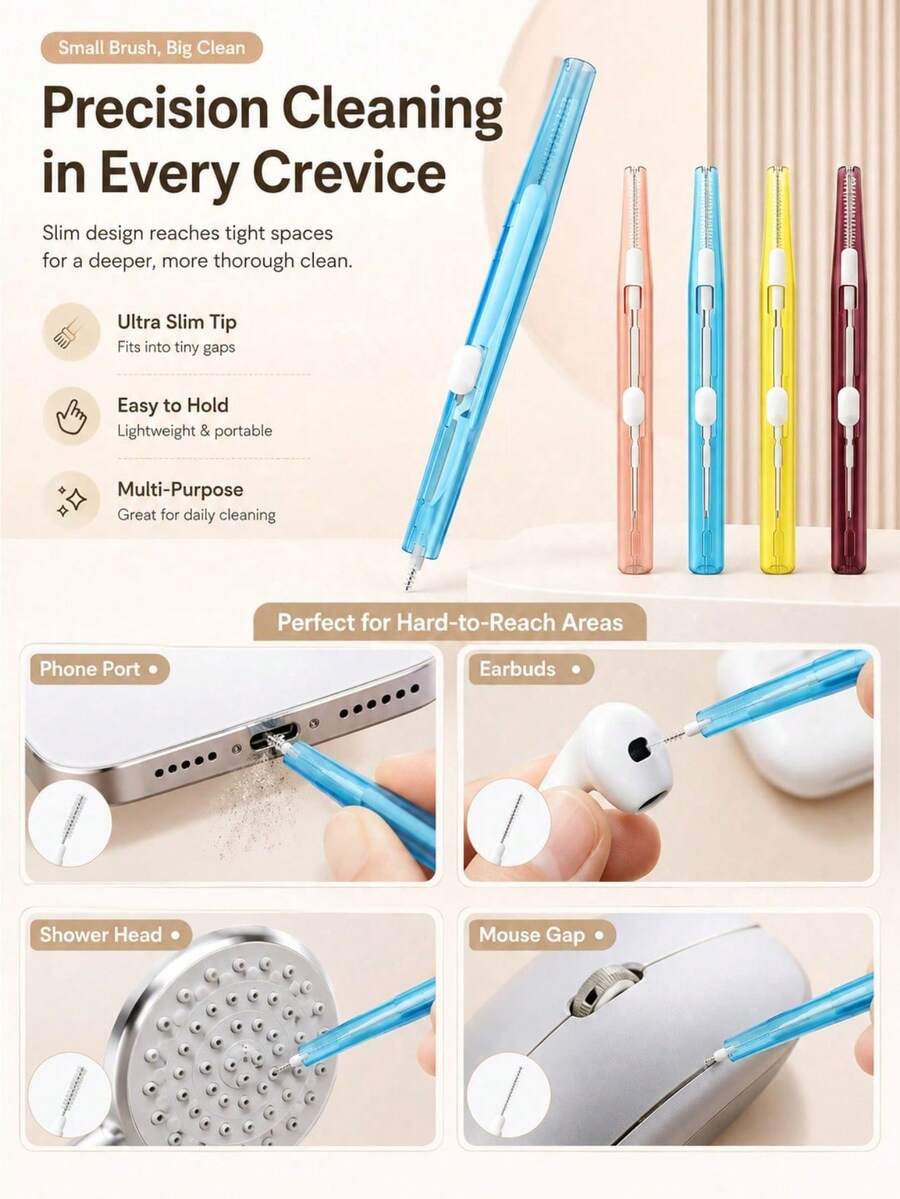5pcs Phone Charging Port Cleaning Kit, Smartphone Cleaning Tool Set, Anti-Clogging Mini Brush Head And Double-Sided Hook Phone Cleaning Tool, Suitable For Smartphones, Tablets, Earphones And Charging Ports - Portable Device Maintenance Kit - One Size Fits All - View 1