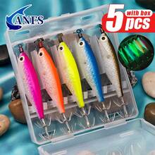 ANFS 5pcs Horizontal Egi Squid Jig Set, Fishing Gear, Shrimp Lure For Saltwater Octopus Cuttlefish Sea Fishing - Multicolor - View 3