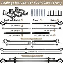 1 Set Double Curtain Rod Set, Metal Adjustable Splice Double Curtain Rod Set, Suitable For Windows, Equipped With Brackets, Perfect For Blackout Curtains In Bathroom, Bedroom And Living Room (Black) - American Style Double Rod - Black - View 11