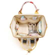 1pc Solid Color Decorative Nylon Handbag With Silk Scarf, Front Fabric Patch, Inner Baby Bottle Pocket, Wide Shoulder Strap, Large Capacity, Suitable For Moms' Daily Baby Care - Multicolor - View 7