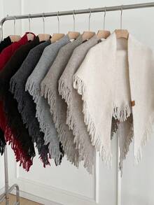 1pc Women's Solid Color Triangular Knit Shawl, Loose Fit, Warm, Elegant Style, Suitable For Outdoor Travel In Autumn/Winter And Snowy Season For Dress - Multicolor - View 15