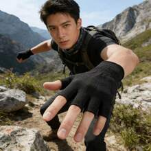 1 Pair/3 Pairs Black Half-Finger Gloves, High Elasticity, Breathable, Touchscreen Compatible, Sweat-Absorbent, Ventilated And Anti-Slip, Suitable For Outdoor Cycling And Sports - Multicolor - View 3