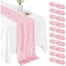 1/2/5pcs Light Pink Cheesecloth Table Runner Bohemian Gauze Fabric Tablecloth Suitable For Wedding Party Birthday Home Decor 2027 New Year Decoration - Multi-color - View 1