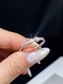 1件 0.005ct 清新迷人幸運8字形莫桑石戒指，優雅奢華，完美訂婚婚禮新娘珠寶 - 8字莫桑戒指 - 查看 2