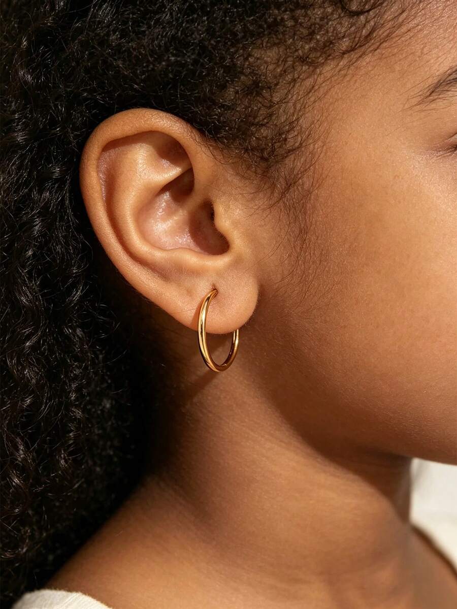 1 Pair Of Classic And Simple Stainless Steel Round Children's Earrings, Suitable For Daily Casual Decoration And Various Occasions. - Multicolor - View 1