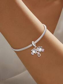 1pc Fashion Beaded Pendant, Suitable For DIY Bracelet And Women Jewelry - Silver - View 3