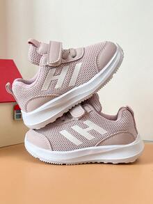 Kids Colorblock Breathable Mesh Sneakers, Simple Letter Soft Sole Casual Running Shoes For Kindergarten, Back To School - Pink - View 2