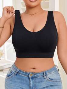 Women's Wireless Seamless Sports Bra With Padding, Comfortable And Breathable, Front Closure And Back Hook Design - Black - View 3