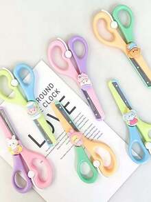 1pc/3pcs Cartoon Resin Plastic Scissors, Random Color And Style, Children's Craft Cutting Tool, DIY Animal Patch Decoration Scissors, Round Head Small Knife, Stainless Steel Small Scissors, Practical Reward Gift Stationery, Office, Home, School Helper, Suitable For Office And School Use, Back To School Essential, Paper Scissors, Office Supplies - Multicolor - View 6